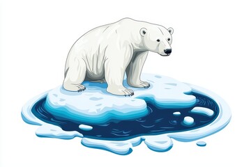Fototapeta premium A majestic polar bear standing on an ice floe in a vibrant icy sea, showcasing the beauty of wildlife.