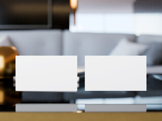 Clean minimal business card mockup with interior background