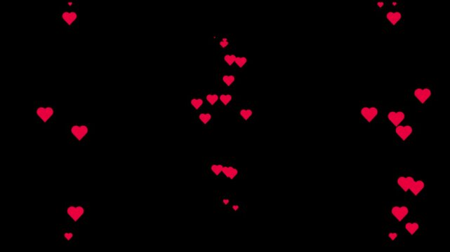 Red Heart icons floating up on transparent backgrounds. Live streaming Social media likes