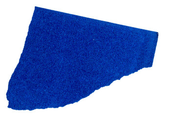 Isolated torn blue pieces of matte paper with copy space on white background