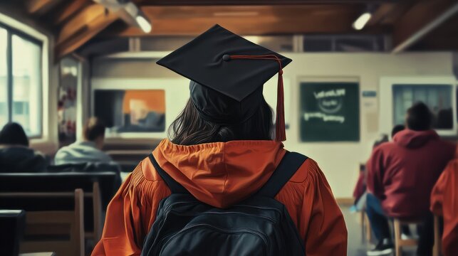 The end of education. postgraduate program abroad aimed at expanding students' worldviews. Graduation cap depicting students attempts to study at a distance or study from home.