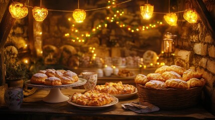 Fototapeta premium Cozy Breakfast Nook with Freshly Baked Pastries