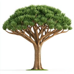 Naklejka premium Lush green tree with a solid trunk, ideal for nature-themed designs and projects.