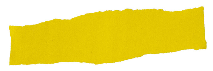 Isolated torn yellow pieces of matte paper on white background
