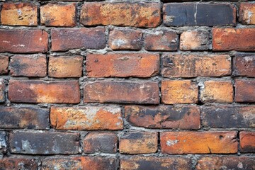 Fototapeta premium Weathered brick wall with mortar. This image of a brick wall is perfect for design projects, website backgrounds, or social media posts.