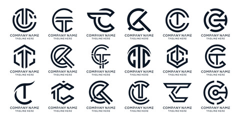 Set of Icon Initial Letter CT TC Design Logo Inspiration