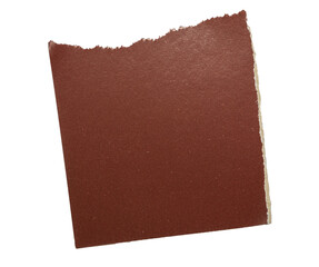 Isolated torn brown pieces of semi-matte paper with copy space on white background