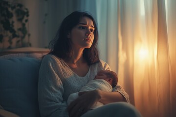 A banner depicting the emotional challenges of postpartum depression, highlighting the importance of support and understanding for new mothers