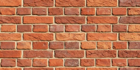 Obraz premium A red brick wall with subtle color variations and a consistent pattern of mortar joints