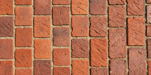 Obraz premium A Close-Up View of a Brick Pavement, Displaying the Detailed Texture of Each Brick, with Interlocking Patterns and Subtle Variations in Color and Shade