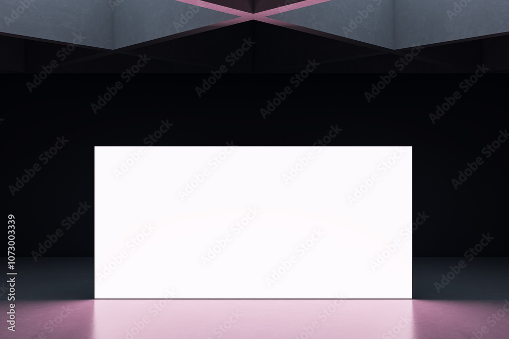 Aufkleber Modern Exhibition Space with Blank Digital Display for Presentations. 3D Rendering