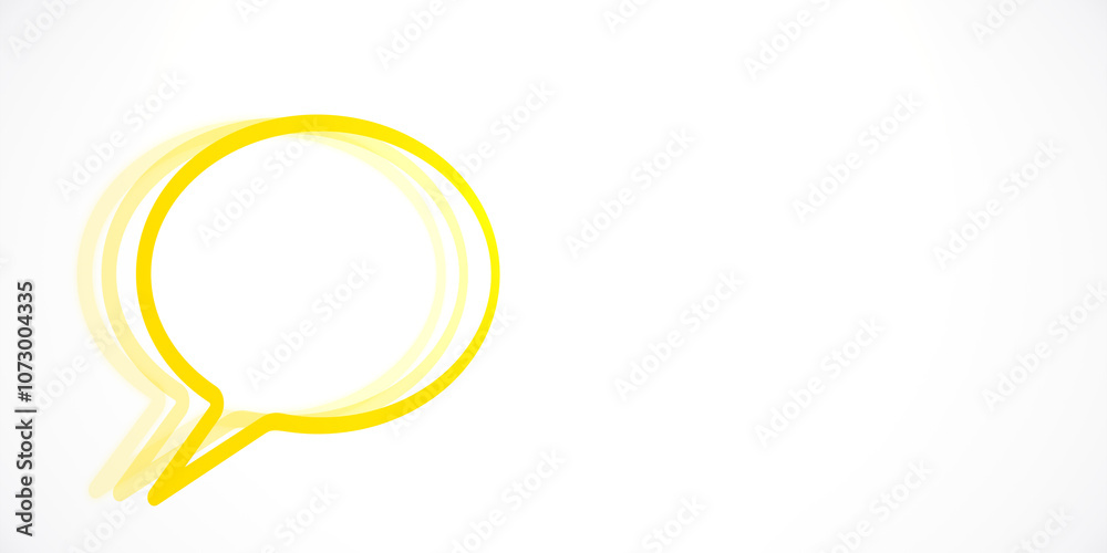 Poster yellow chat bubble with shadow effect on white background. 3d rendering