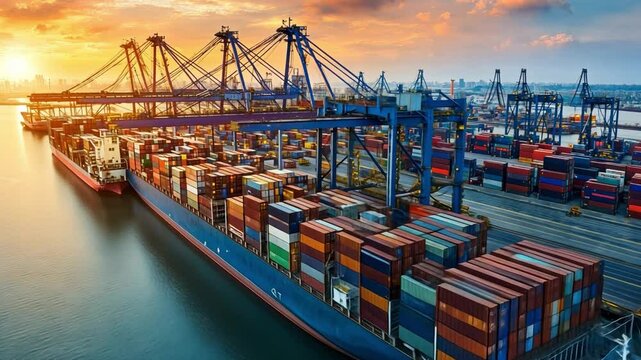 Nautical structure at a seaport with global transport logistics