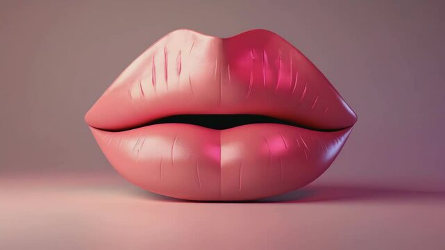 cartoon video of  beautiful womens lips isolated on the brown background