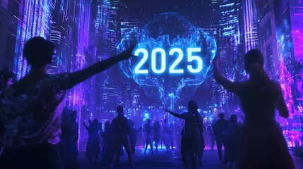 Obraz premium Happy New Year 2025, Celebration party Complete with Inspiring Dance at festival for New Year celebration. break and enjoy party.