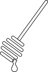 Honey dipper stick icon in trendy outline graphic design style. Modern Skincare and beauty treatment honey comb linear vector illustration isolated on transparent background.