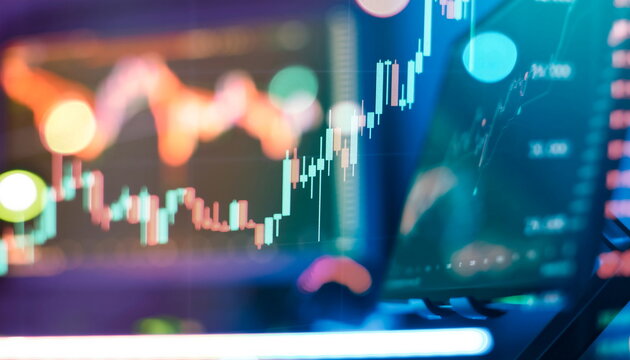 Financial chart with up trend line graph. Wealth management with risk diversification