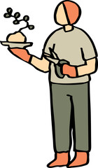 Illustration of gardener Holding a potted plant