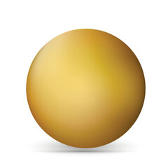 Glass golden ball or precious pearl. Glossy realistic ball, 3D abstract vector illustration highlighted on a white background. Big metal bubble with shadow