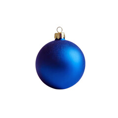 Matte blue ball Christmas ornament in a white background.