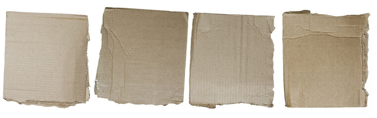 Obraz premium Isolated collection of torn corrugated cardboard on white background, copyspace