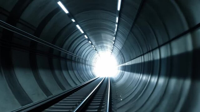 Technology-driven tunnel boring process in a railway tunnel.