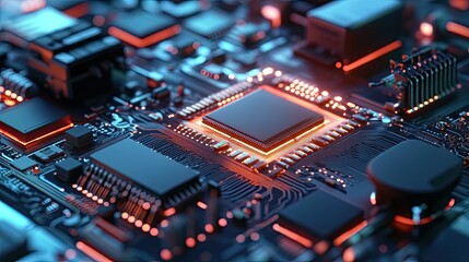 Fototapeta premium Micro-printer placing tiny components for electronics manufacturing