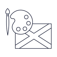 Artisanal Design Icon – Paint Palette with Scottish Flag, Representing Creative, Custom-Made, and Handcrafted Design