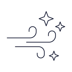 Fresh and Clean Icon – Stars with Wind, Representing Freshness, Clean Air, and Pure Quality