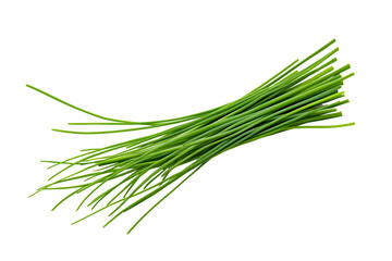 Fresh organic green chives, raw aromatic garden herbs Isolated against a transparent background.