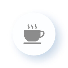 Neumorphism User interface Coffee Cup Icon - Hot Beverage Symbol UX UI Design Drop Shadow