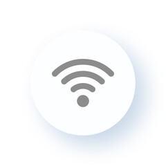 Neumorphism User interface Wi-Fi Signal Icon - Wireless Internet Access Symbol UX UI Design Drop Shadow