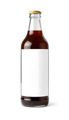 Cold brew coffee glass bottle mockup with blank label isolated with white highlights, png