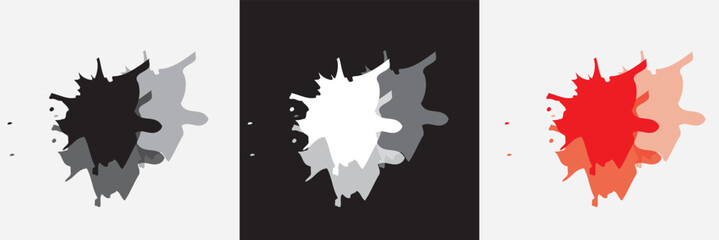 red, white, and red paint of stroke isolated on white and black background. Vector illustration. EPS 10