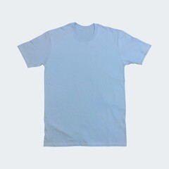 sky bule or bright blue color plain t-shirt mockup details