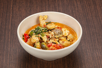 Thai red spicy curry with chicken