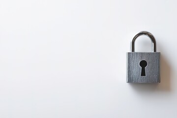 Fototapeta premium Metal padlock centered on white background with space