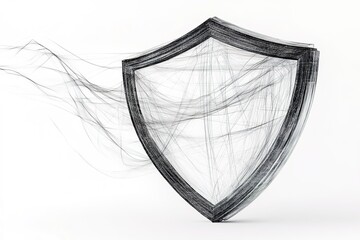 Shield with flowing lines conveying strong digital security conc