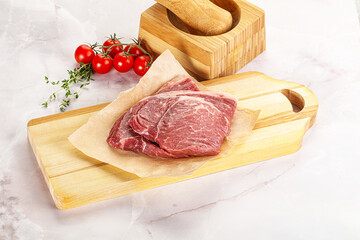 Uncooked raw beef steak for grill