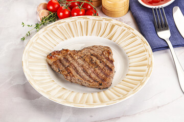 Grilled marble beef steak with sauce