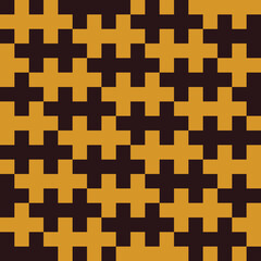 Seamless black and orange op art vintage pixel textile pattern vector