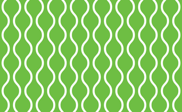 Seamless green and white rounded vertical zig zag lines abstract ogee pattern vector
