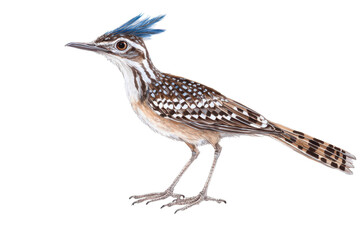Striped and Spotted Bird with Blue Crest  on transparent background