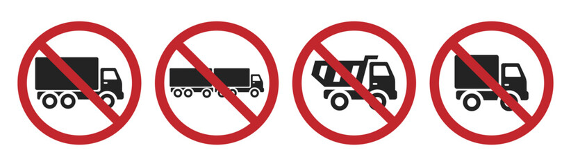Isolated prohibited sign truck, lorry, trailer is do not enter, restrictions direction for bis vehicle