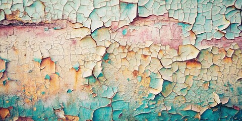 Obraz premium A Vintage-Inspired Pastel Gradient Texture of Cracked Paint Evoking Nostalgia and Artistic Decay, Perfect for Backgrounds and Artistic Projects