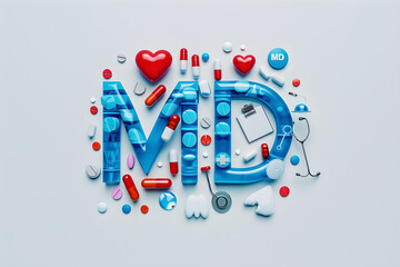 Artistic Representation of the Medical Profession using 'MD' abbreviation