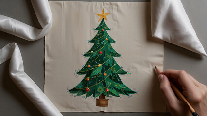 an AI-generated illustration of a drawing of a Christmas tree
