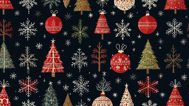 an AI-generated background image with Christmas trees - Powered by Adobe