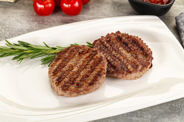 Grilled two beef burger cutlet