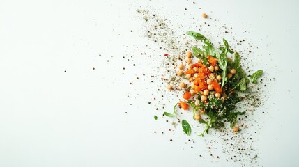 Fresh and Colorful Salad with Quinoa, Chickpeas, and Vibrant Vegetables Set Against a White Background for Healthy Eating Concepts and Food Photography